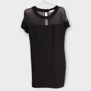 Lucy‎ Paris Womens Dress Sz L Black Short Sleeve Sheer Stretch Jersey Bodycon